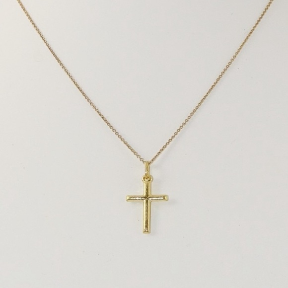 SAVVY CIE 18K YELLOW GOLD VERMEIL CROSS PENDANT - Picture 2 of 2